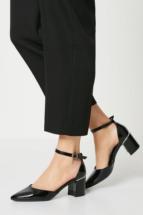 Devonna Pointed Open Mid Block Heel Court Shoes