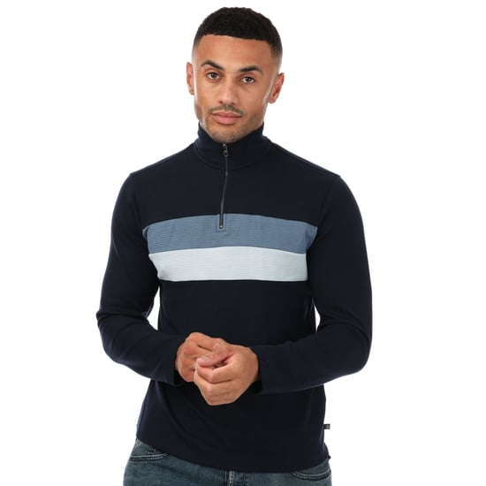 Men's Ted Baker Veller Slim Fit Half Zip Sweatshirt in Navy