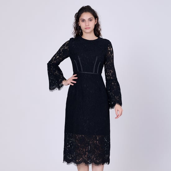 Bustier lines and tulip sleeves lace dress - Image 1