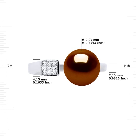Ring Adjustable Freshwater Pearl Jewelry 9-10 mm Chocolate 925