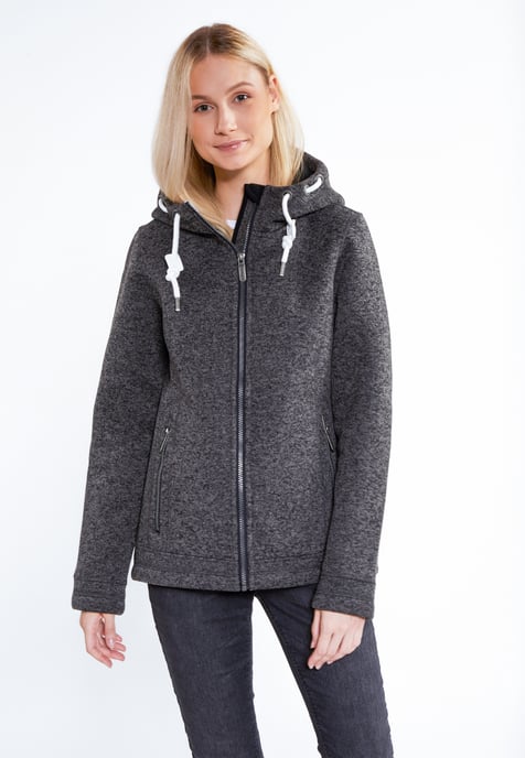 ICEBOUND Knitted fleece jacket women Grey melange - Image 2