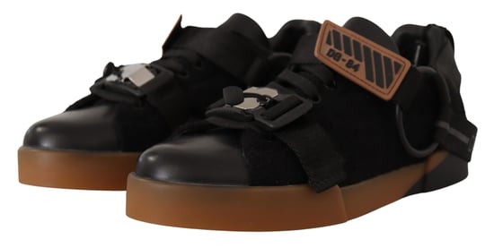 Dolce & Gabbana Men's Black Leather Low Top Casual Sneakers