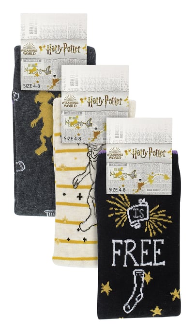 3 Pair Ladies Dobby is Free Socks | Novelty Harry Potter Socks - Assorted - Image 2