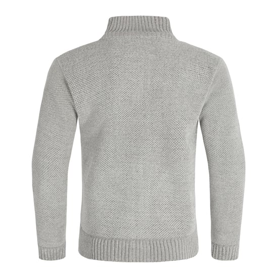 Herrkofta med dragkedja och ståkrage, fodrad tjock stickad pullover Ljusgrå - Image 3