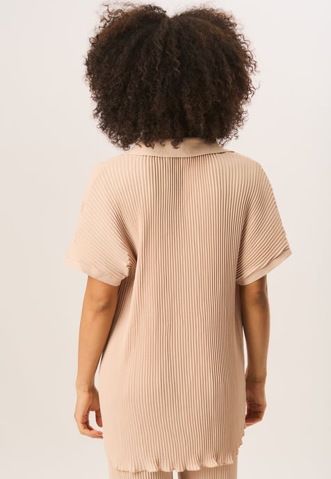 Plisse Short Sleeve Oversized Shirt