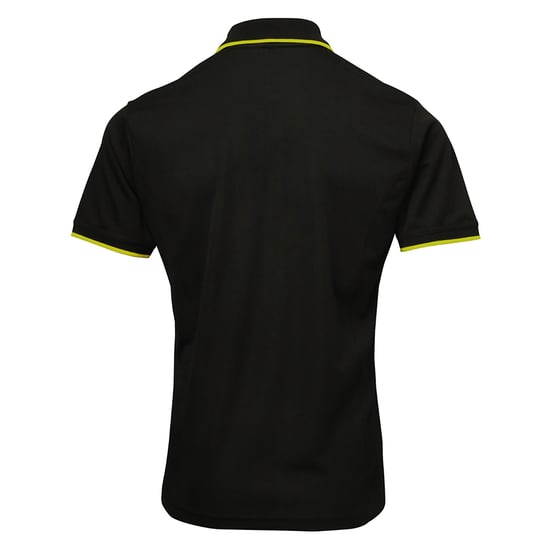 Premier Mens Contrast Coolchecker Polo Shirt (Black/Lime) - Image 2
