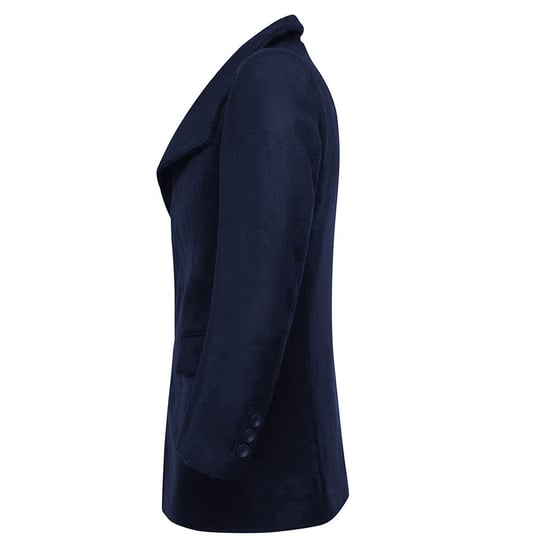 Allthemen Men's Wool Coat Winter Business Slim fit Lapel Coat Navy Blue