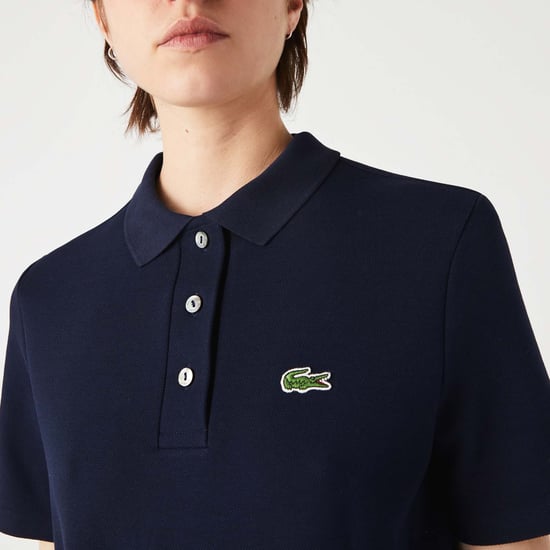 Women's Lacoste Stretch Cotton Piqué Polo Dress in Navy
