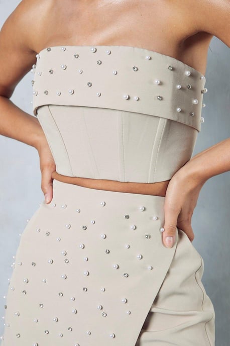 Pearl Embellished Tailored Skort