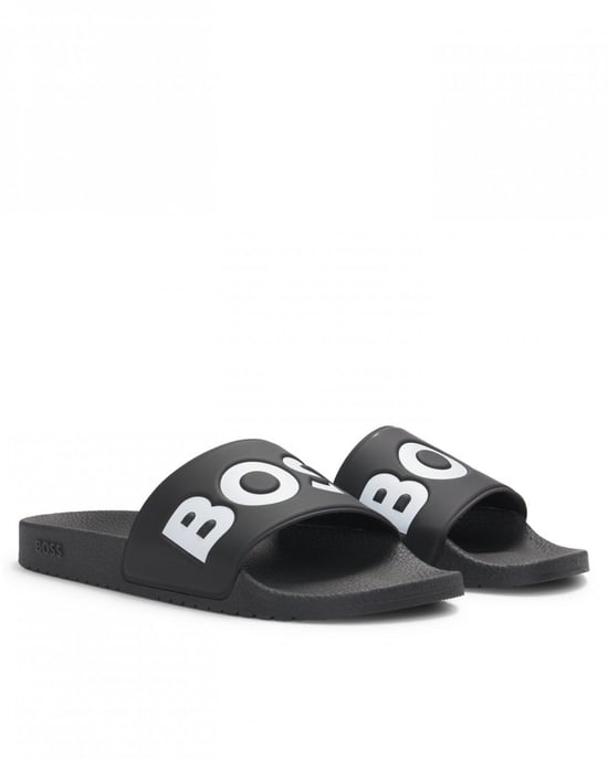 BOSS Orange Aryeh Mens Italian-Made Slides With Large Logo Detail - Image 1
