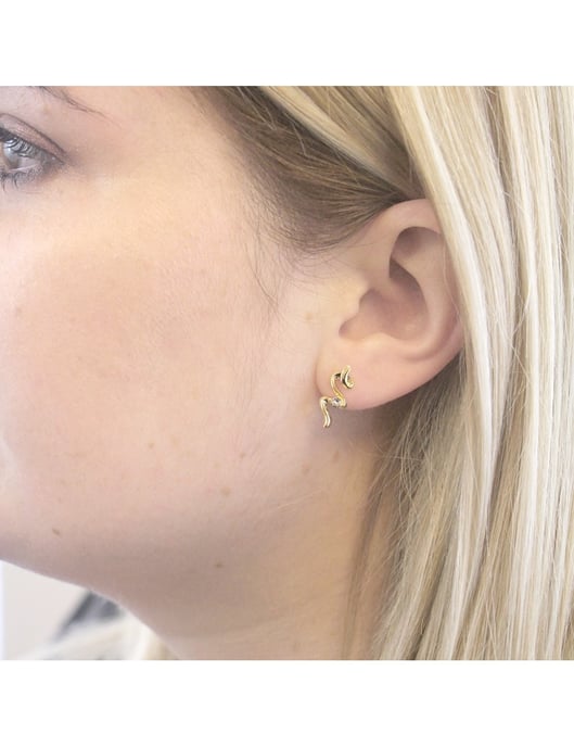 Spiralörhängen - guld och kristall - Image 2