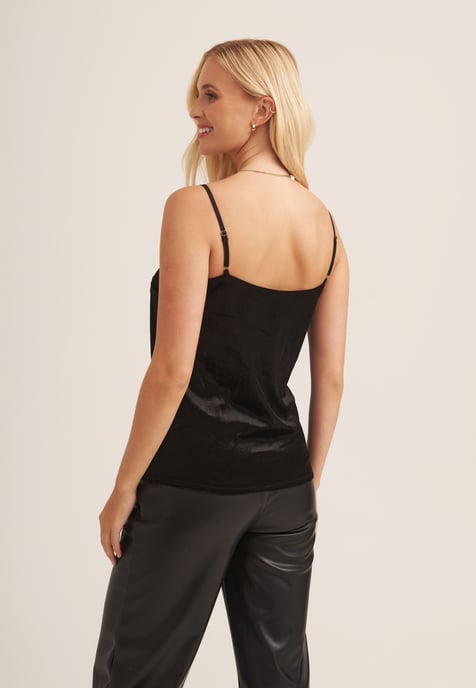 Black Strappy Velvet Cami Top