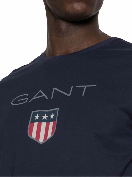 Gant | Mens Crew Neck T-Shirt Big Shield - Blue - Image 4