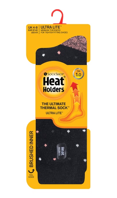 Heat Holders - Dam Ultra Lite Thermal Borstad Innergarn Design Strumpor - Black Spots (Berry) - Image 2
