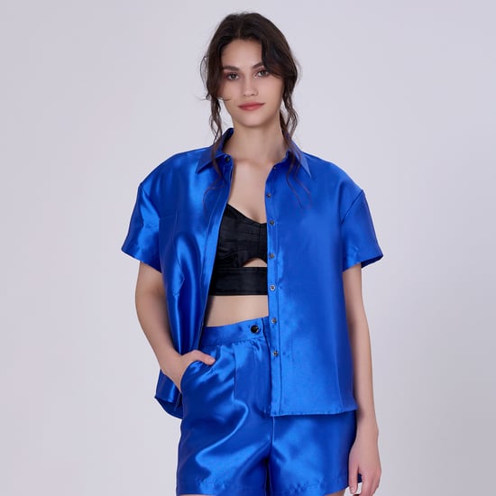 Short sleeve shirt in taffeta - Image 3