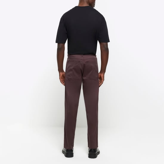River Island Mens Smart Trousers Dark Red Slim Fit