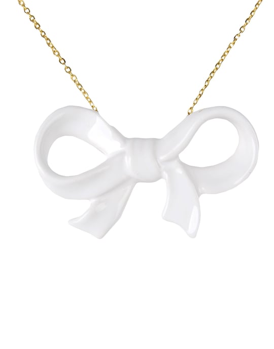 Cor Sine Labe Doli White Ceramic Bow Necklace