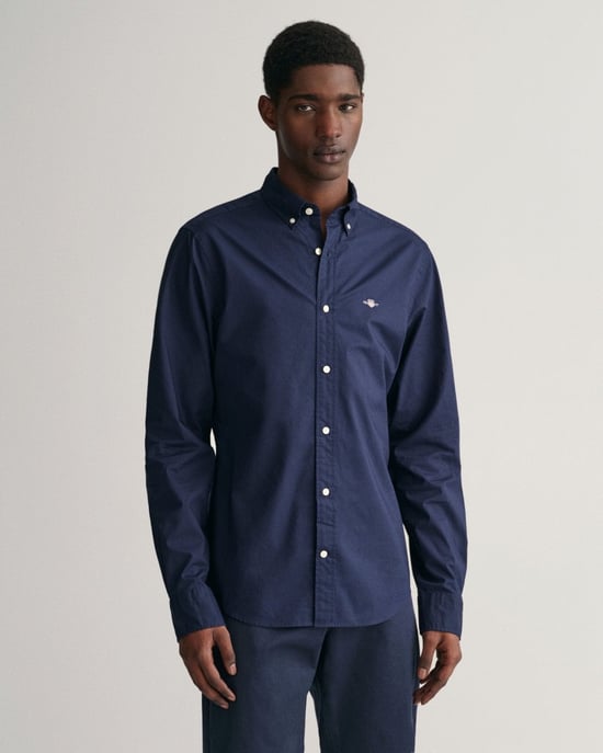 GANT Mens Slim Fit Long Sleeve Poplin Shirt - Image 1