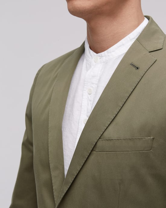 Fine Cotton Twill Two Button Tailored Jacket