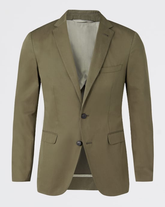 Fine Cotton Twill Two Button Tailored Jacket