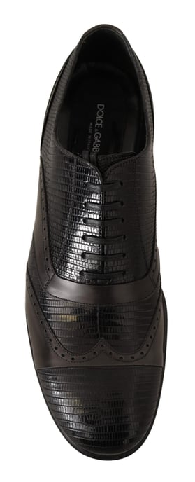 Dolce & Gabbana Brown Lizard Skin Leather Oxford Dress Men's Shoes - Image 6