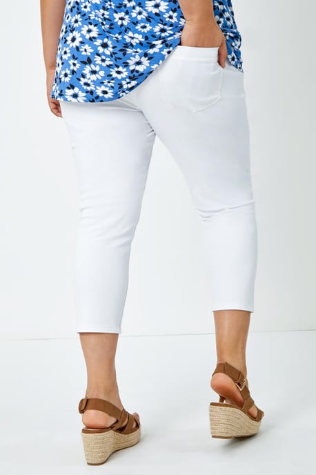 Curve Elastic Waist Cropped Denim Jeggings