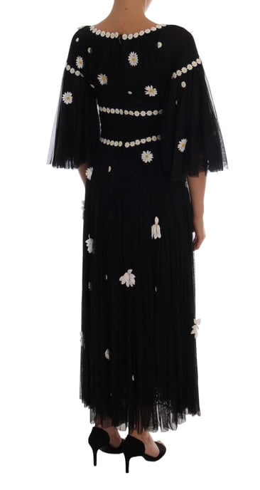 Dolce & Gabbana Svart Silke Prickad Broderad Klänning - Image 3