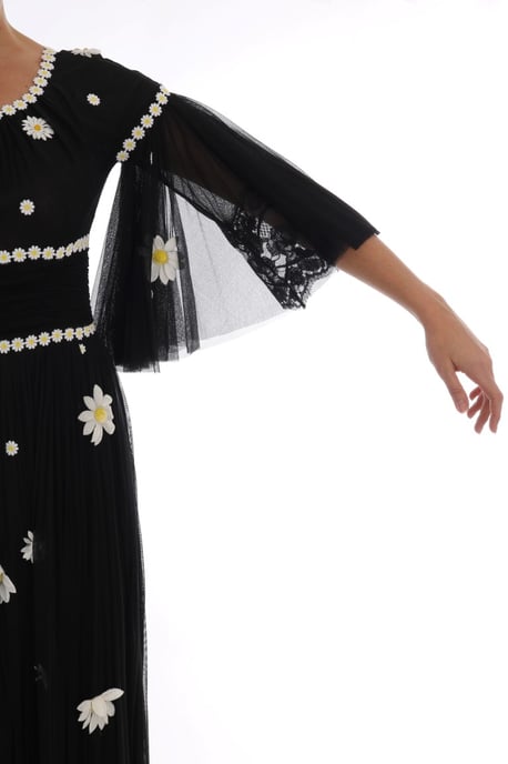 Dolce & Gabbana Svart Silke Prickad Broderad Klänning - Image 6