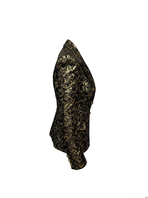 Balmain Metallic Brocade Blazer in Gold Acetate - Image 2