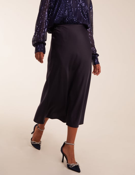 Satin Bias Midi Skirt - Image 1
