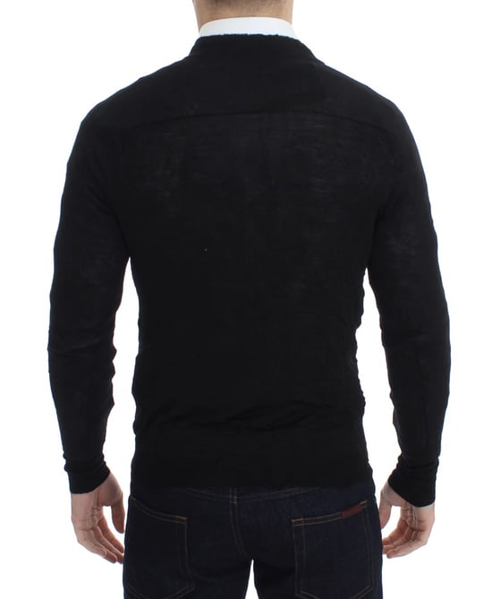 Costume National Heren Zwart Fijn Wollen Knoop Vest - Image 3