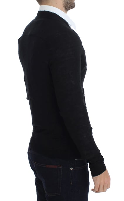 Costume National Heren Zwart Fijn Wollen Knoop Vest - Image 4
