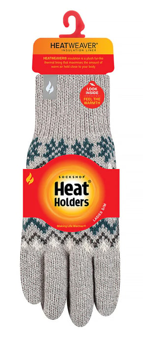 Heat Holders - Ladies Soft Thermal Gloves - Light Grey - Image 2