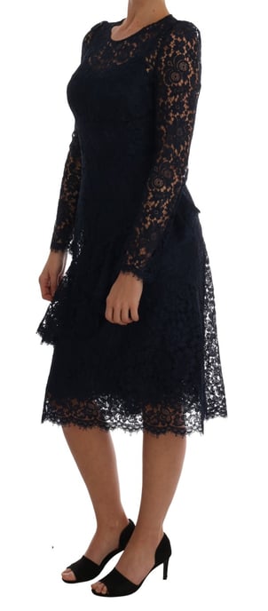 Dolce & Gabbana Damesblauwe Taormina Gebloemde Kanten Sheath Jurk - Image 2
