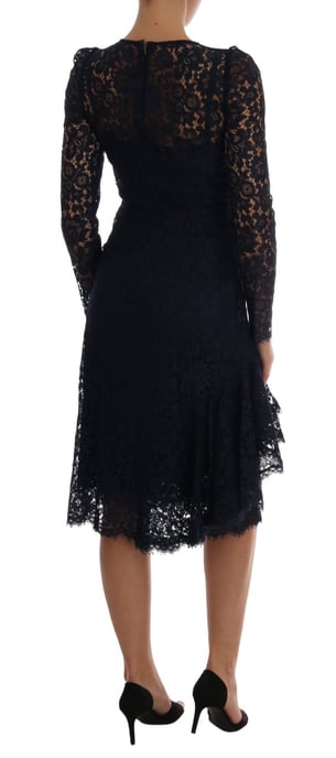 Dolce & Gabbana Damesblauwe Taormina Gebloemde Kanten Sheath Jurk - Image 3