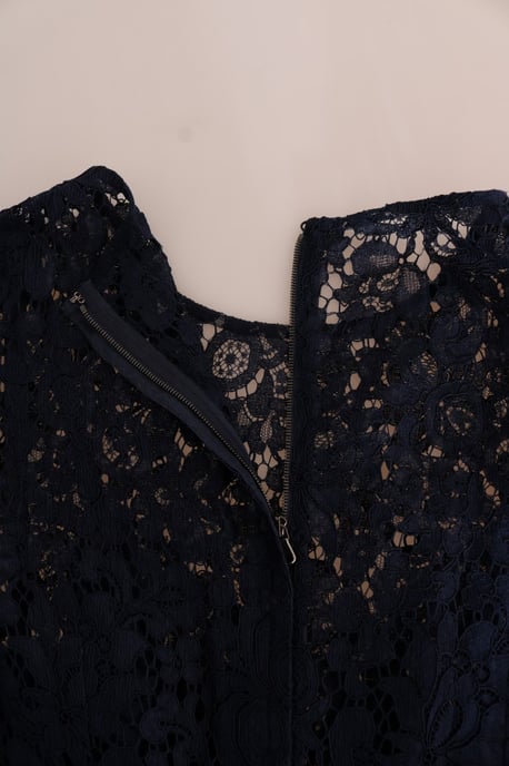 Dolce & Gabbana Damesblauwe Taormina Gebloemde Kanten Sheath Jurk - Image 5