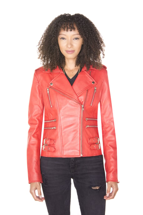 Womens Leather Vintage Brando Biker Jacket-Orlando