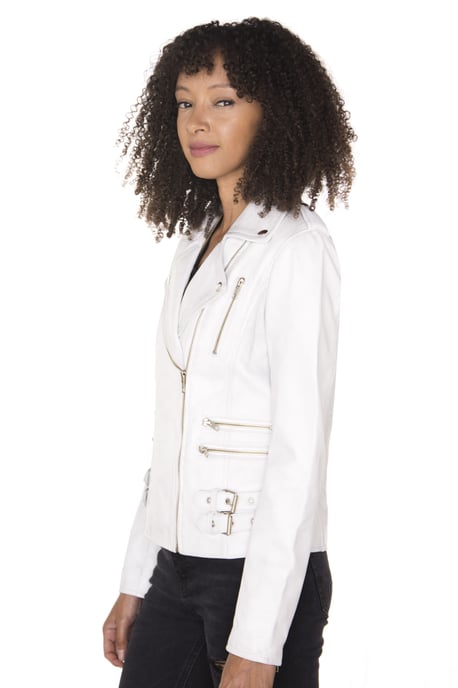 Womens Leather Vintage Brando Biker Jacket-Orlando