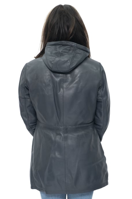 Womens Leather Hooded Parka Jacket-Bucharest