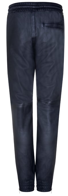 Women's Black Leather Nappa Trousers Joggers