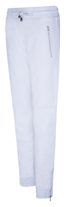 Women's White Real Nappa Leather Trousers Joggers