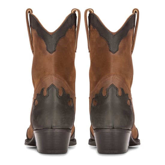 Men's Leather Western Boots Brown Cuban Cowboy Winklepickers Classic Pointed