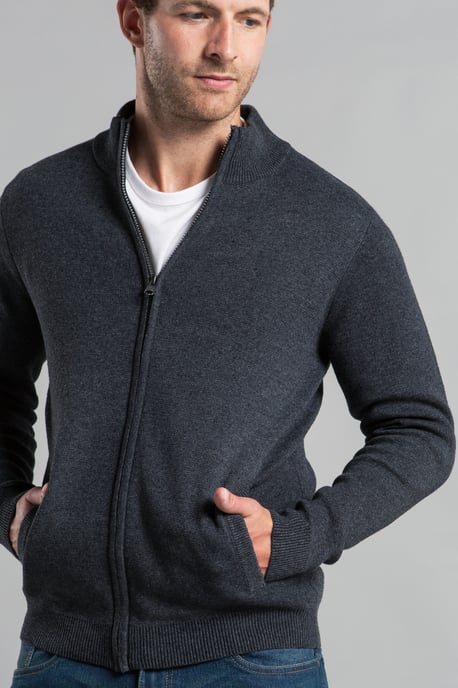 Recycled Cotton Blend Zip-Through Cardigan