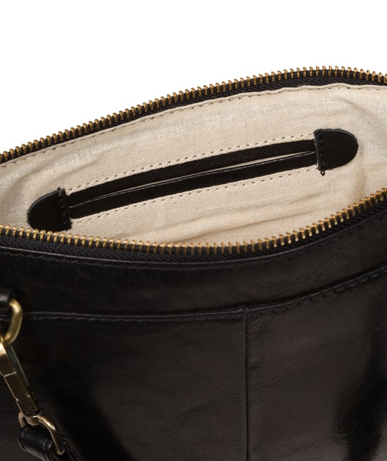 'Minnow' Black Leather Cross Body Clutch Bag
