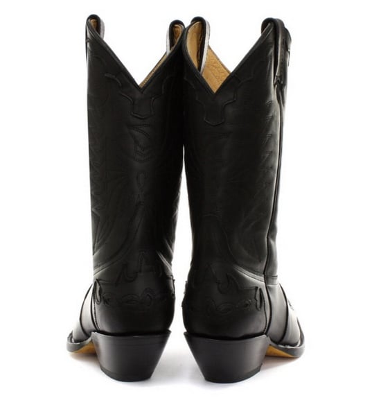 Grinders Unisex Black Leather Cowboy Boots-Arizona HI