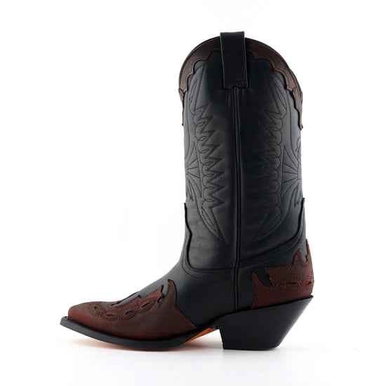 Grinders Unisex Black/Burgundy Leather Cowboy Boots-Arizona