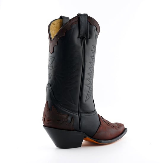Grinders Unisex Black/Burgundy Leather Cowboy Boots-Arizona