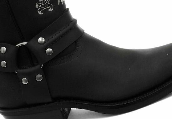 Grinders Mens Black Leather Cowboy Boots-Bald Eagle
