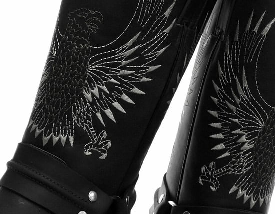 Grinders Mens Black Leather Cowboy Boots-Bald Eagle