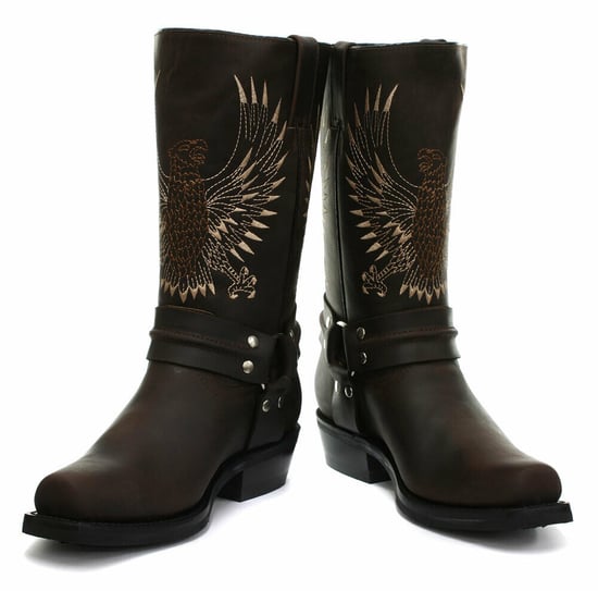 Grinders Mens Brown Leather Cowboy Boots-Bald Eagle